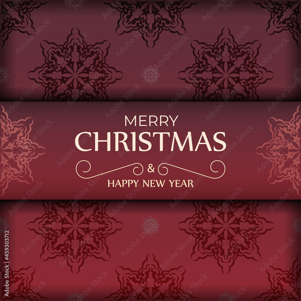 Red Color Happy New Year Flyer Template with Luxury Ornament Red Color Happy New Year Flyer Template with Luxury Ornament