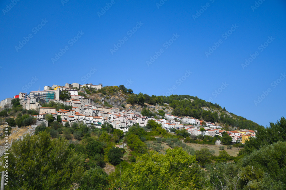 Panorama of Longano, a medieval town in the Molise region, Italy.