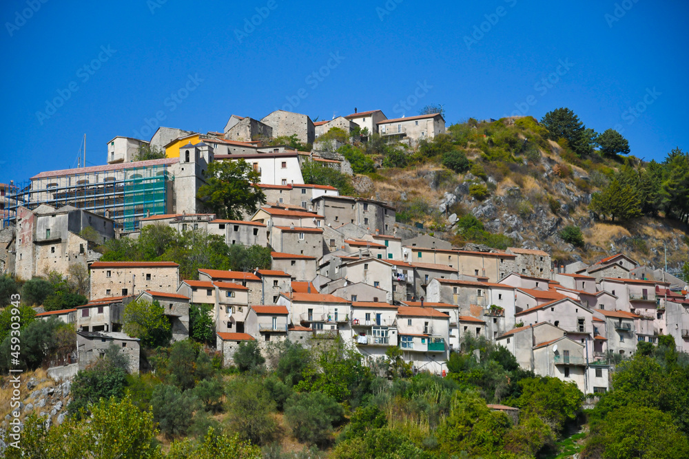 Panorama of Longano, a medieval town in the Molise region, Italy.