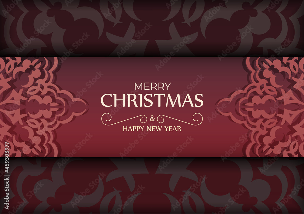 Red Color Happy New Year Flyer Template with Abstract Ornament