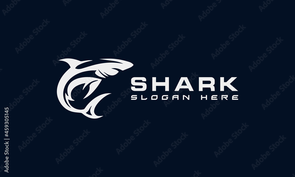 Shark Logo Design Vector Dark Background