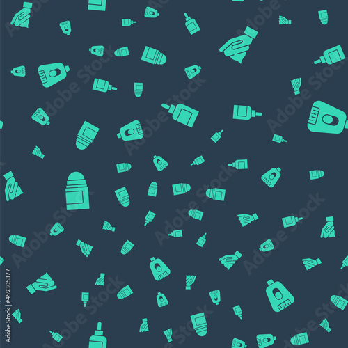 Set Cream or lotion cosmetic tube, , Antiperspirant deodorant roll and Epilator on seamless pattern. Vector