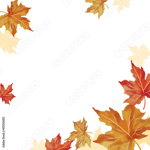 Autumn background with space for text. Leaf fall frame. Vector illustration isolated on white background