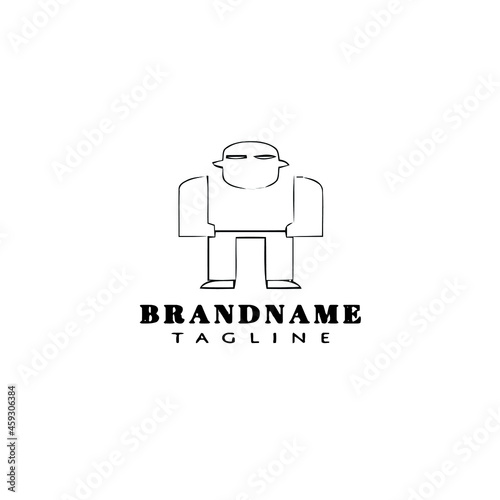 bouncer logo cartoon icon design template black vector illustration