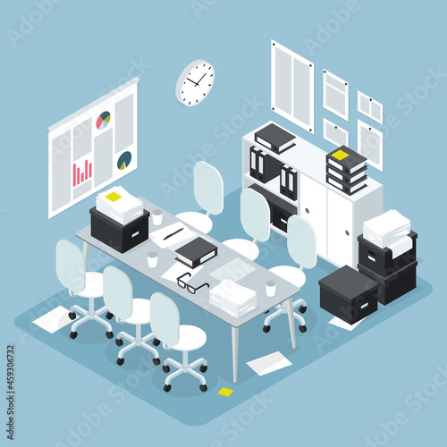 Isometric Office Team Meeting Illustration