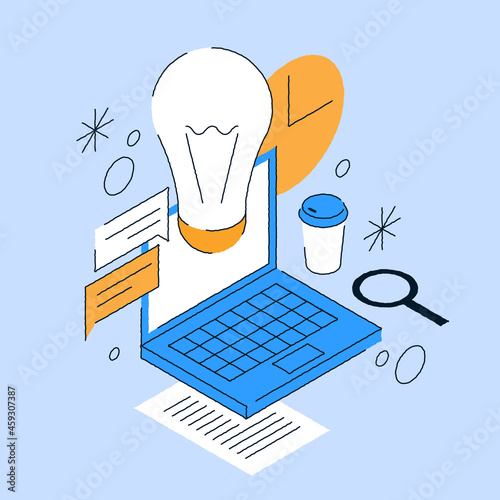 Business Idea Light Bulb Isometric Illustration