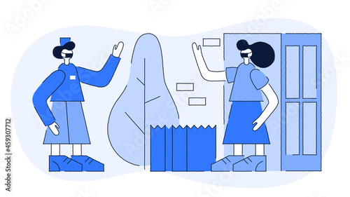Contactless Courier Delivery Flat Illustration