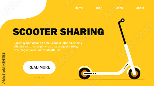 Scooter sharing. Banner Page. Electric scooter. Flat style. Vector illustration
