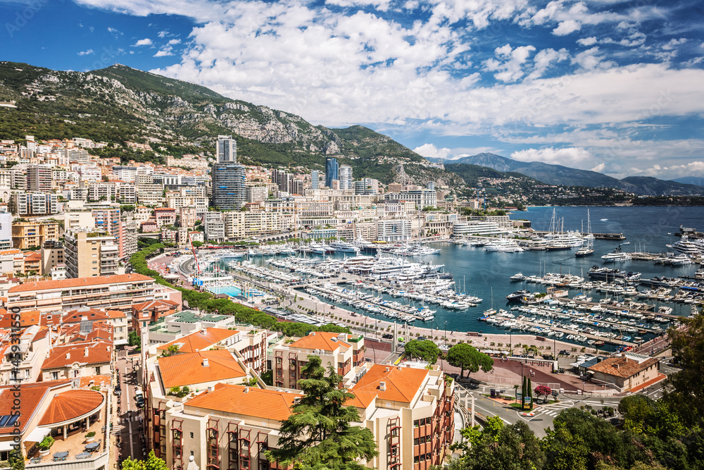 Famous view on harbour of Monaco Monte-Carlo with luxury yachts