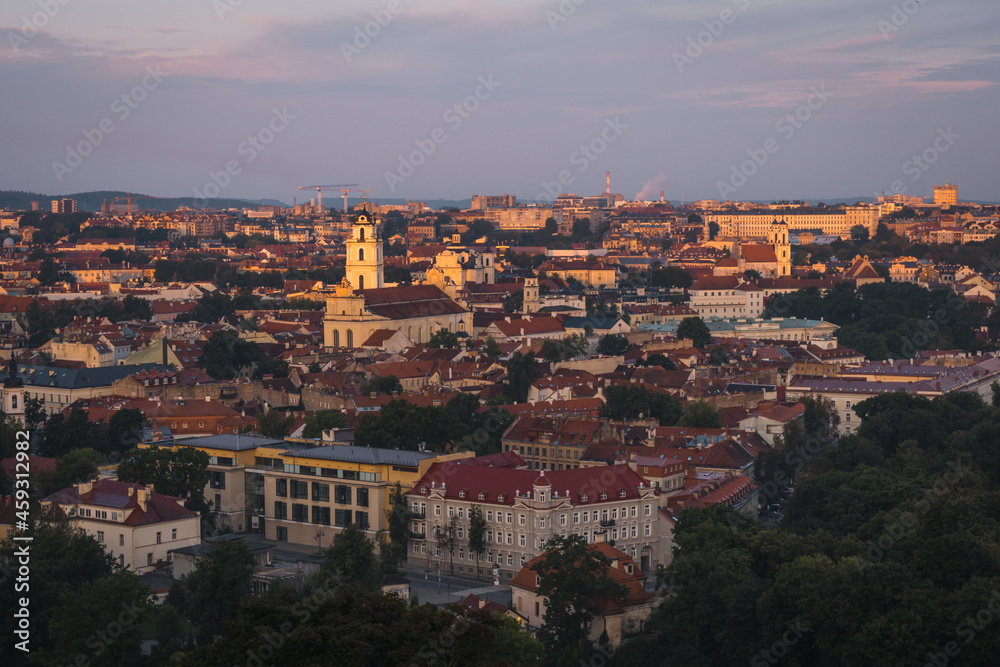 View of old town of Vilnius, amazing baltic touristic city in Lithuania in the summer, Europe