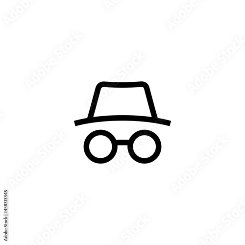 Icon spy agent using hat and glasses. incognito anonymous agent single icon graphic design vector photo