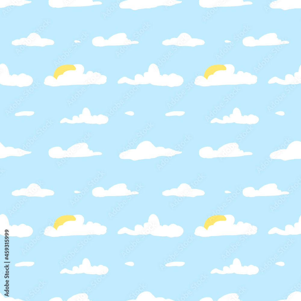 Vector illustration. Clouds pattern with sun Vector illustration. Clouds pattern with sun