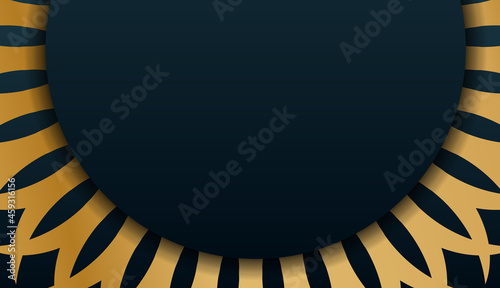 Poster for black friday blue color with round gold ornament