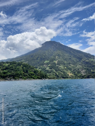 A volcano on Lake Atitlan in Guatemala