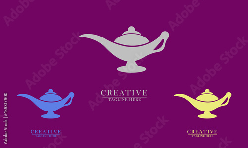 elegant genie lamp miracle icon logo