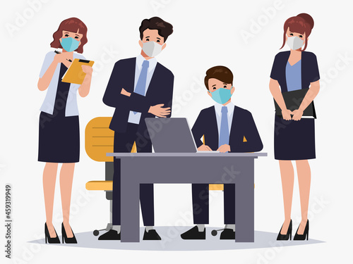 Brainstorming teamwork character. Business people teamwork office character. 