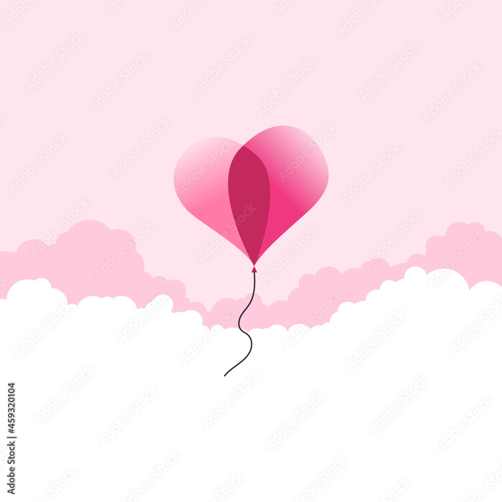Simple illustration with a heart balloon.