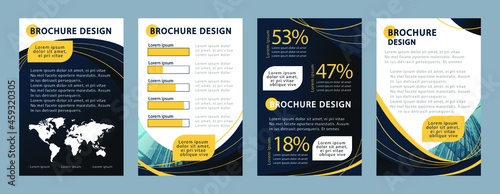 Vector template. Four pages. Brochure template geometric pattern, smooth lines