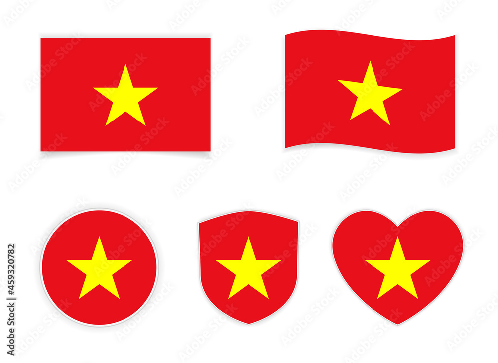 National flag Vietnam icon set National flag Vietnam icon set