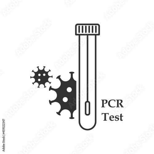 Test tube line and glyph icon, blood and coronavirus, test tube with covid-19 sign, vector graphics, a linear icon on a white background, eps 10