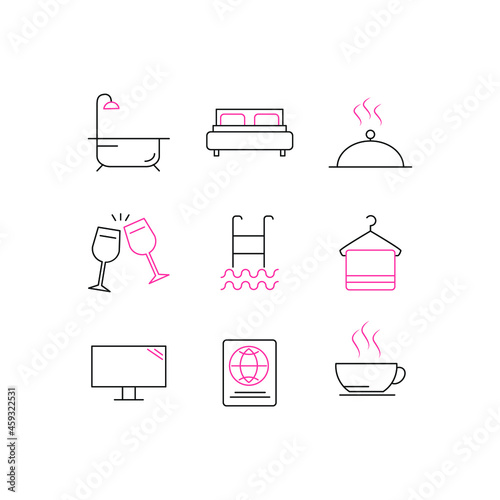 Hotel icons set. Hotel pack symbol vector elements for infographic web