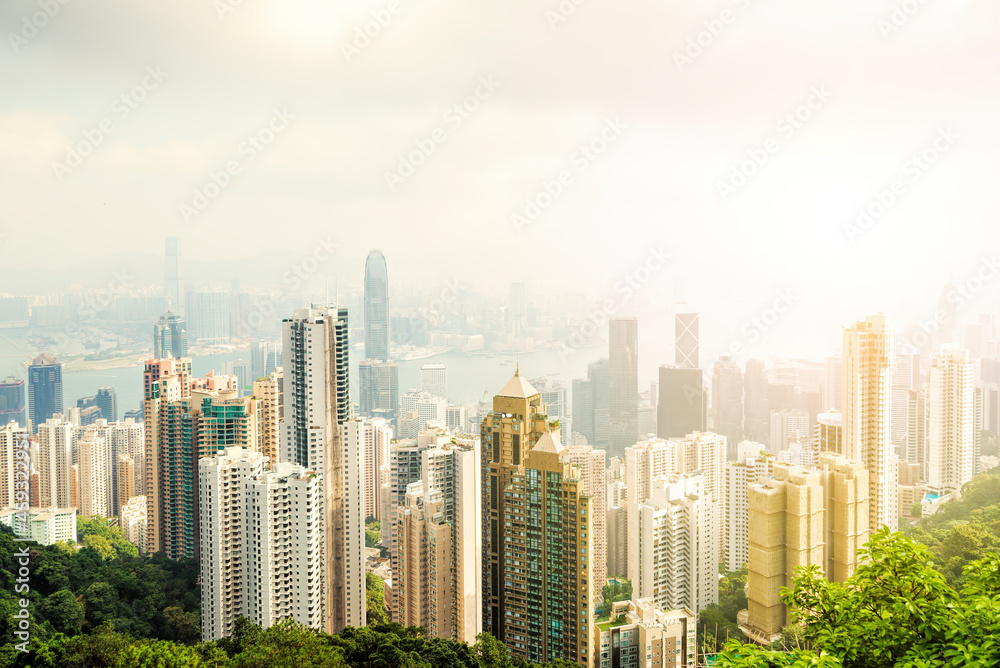 Naklejka premium Hong Kong city view from The Victoria Peak.