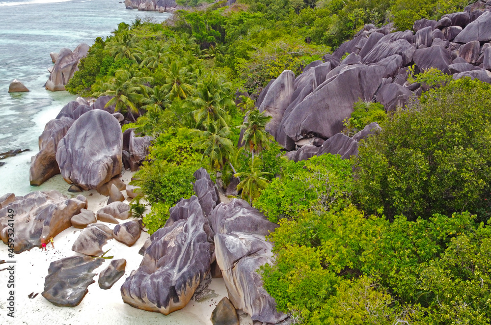 Beautiful unusual rocks in the Seychelles in the jungle Beautiful unusual rocks in the Seychelles in the jungle