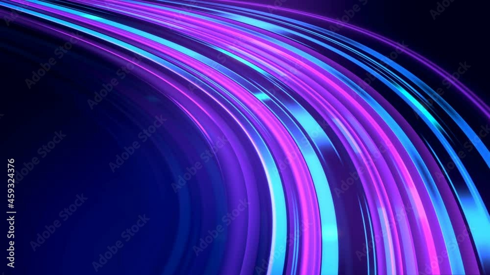 Glowing neon lines move in curved stream. Animation. Curving stream of fast-moving neon lines. Energy flow with glowing lines Glowing neon lines move in curved stream. Animation. Curving stream of fast-moving neon lines. Energy flow with glowing lines