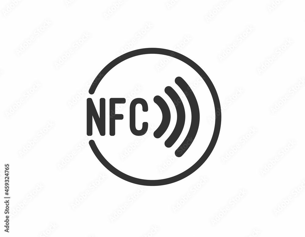 Contactless wireless pay sign logo. NFC technology contact less credit card. Vector illustration Contactless wireless pay sign logo. NFC technology contact less credit card. Vector illustration