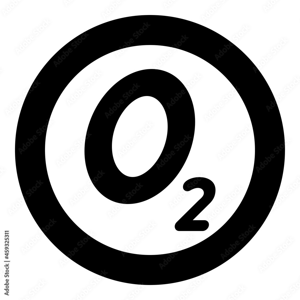 Oxygen chemical formula O2 Air icon in circle round black color vector illustration solid outline style image Oxygen chemical formula O2 Air icon in circle round black color vector illustration solid outline style image