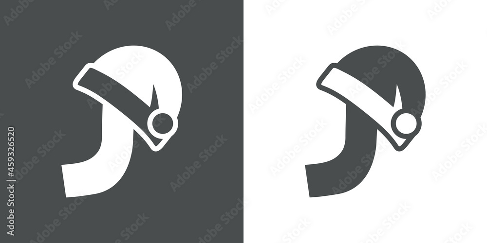 Logotipo con letra inicial J con silueta de gorro de Papá Noel en fondo gris y fondo blanco Logotipo con letra inicial J con silueta de gorro de Papá Noel en fondo gris y fondo blanco