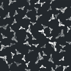 Fototapete Militärmuster Graue Pistolen Icons Muster auf Schwarz  © vector_v
