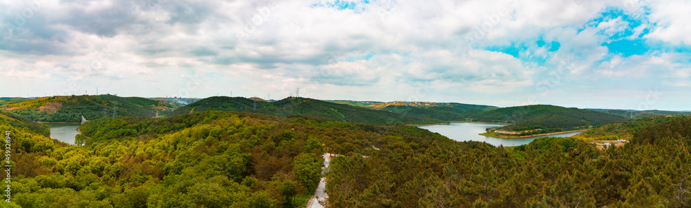 Panoramic view of Kemerburgaz City Forest in Istanbul