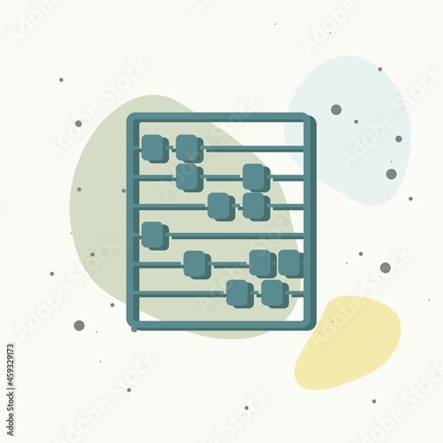 Vector icon of abacus. Wooden abacus for learning account and math on multicolored background. photo