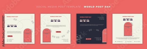 Social media post template design. World Post day template design with Post box.
