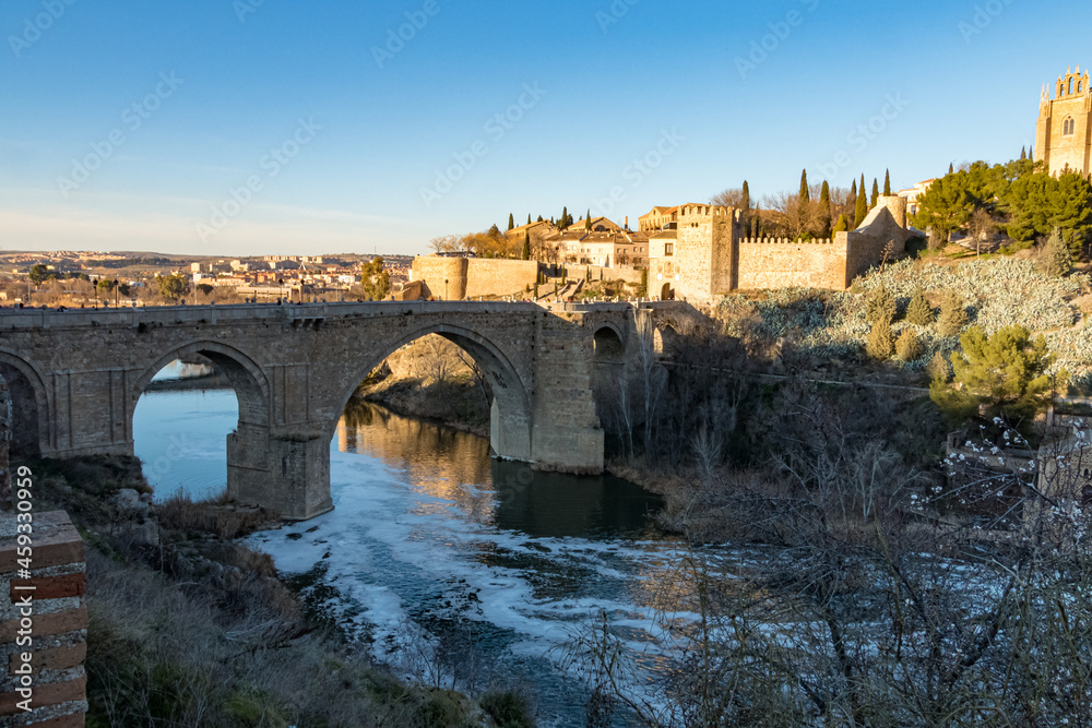 River Tagus as it passes through the city of Toledo. February 2019 Spain