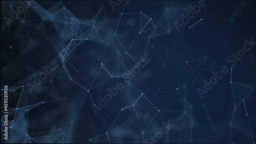 Abstract DIGITAL NETWORK connection LINES with dots on blue background. TECHNOLOGY seamless loop. BIG DATA visualisation