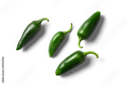green chili peppers on top angle beautiful White and grey background