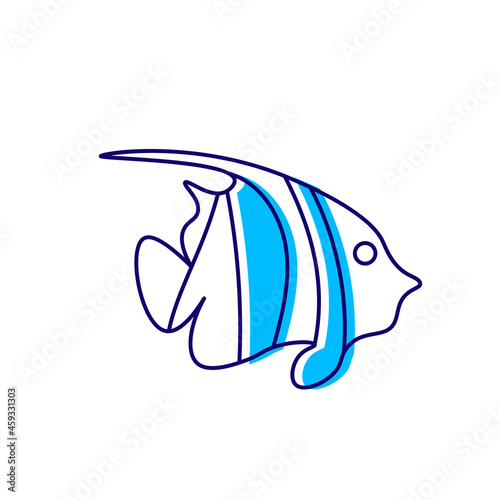 Zebra angelfish outline icon. Marine life. Maldives diving. Color filled symbol. Isolated vector illustration
