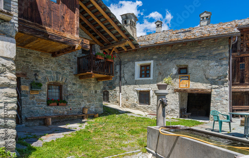 Idyllic sight in the beautiful village of Antagnod in the Ayas Valley, Aosta Valley, Italy. photo