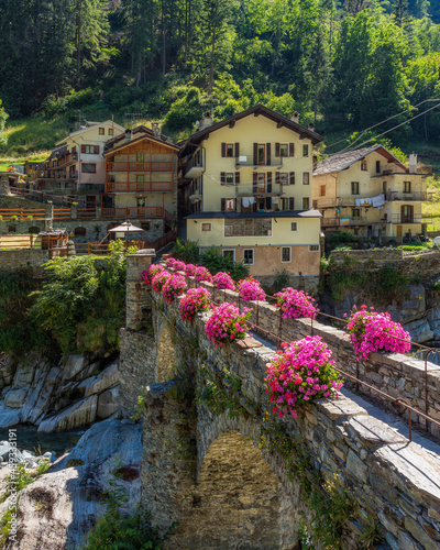 The beautiful village of Frassiney in the Champorcher Valley. Aosta Valley, northern Italy. photo