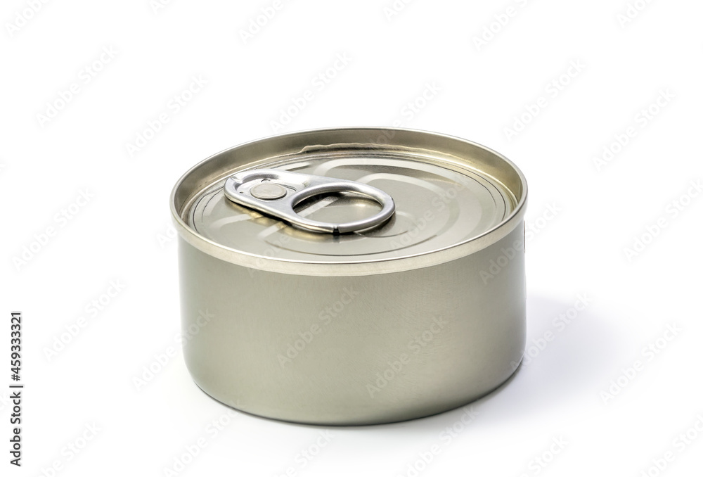Round metal can Food container isolated on white with clipping path - for fish, ham, meat, vegetables. Round preserve box Round metal can Food container isolated on white with clipping path - for fish, ham, meat, vegetables. Round preserve box