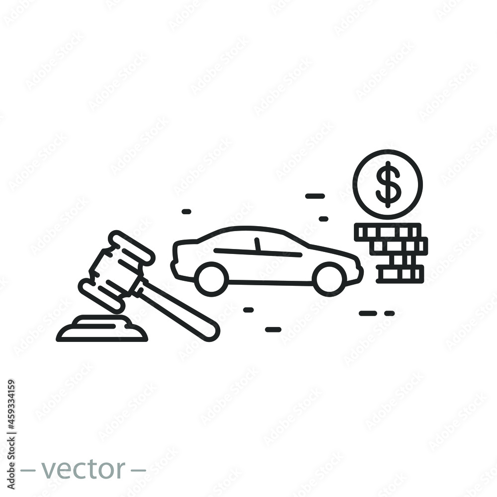 automobile auction icon, selling car, auto legal property, real offer with  competition bid, thin line symbol on white background - editable stroke  vector illustration Stock-Vektorgrafik | Adobe Stock