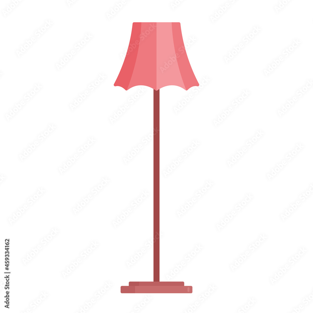 Torchere Floor Lamp on High Pole with Pink Shade, Bulb of Modern Design, Electric Supplies for Home Decor and Room