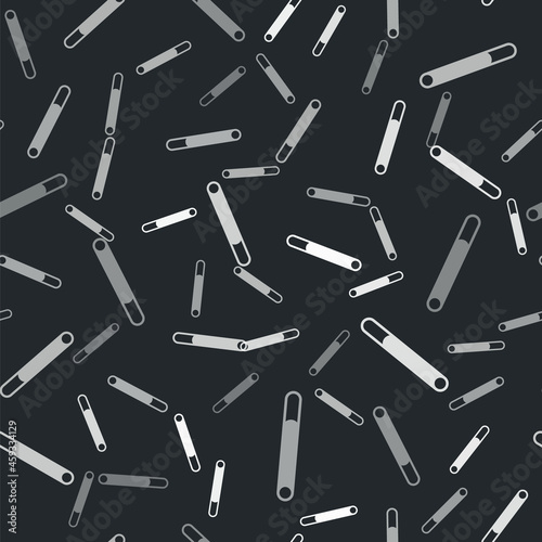Grey Cigarette icon isolated seamless pattern on black background. Tobacco sign. Smoking symbol. Vector