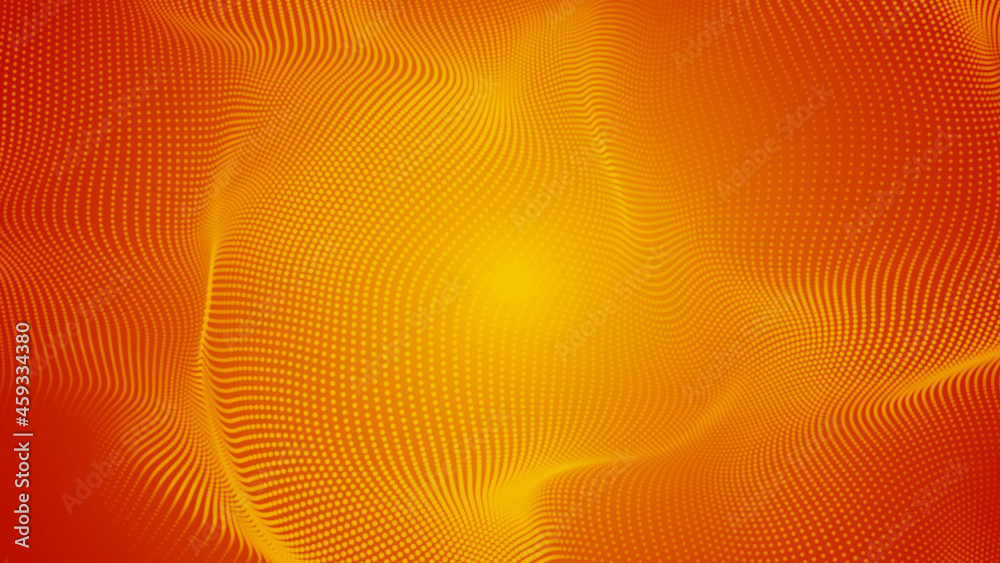 Abstract dot orange yellow color wave pattern gradient texture technology background.