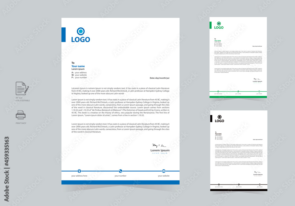 Abstract Corporate Letterhead Vector Design Template