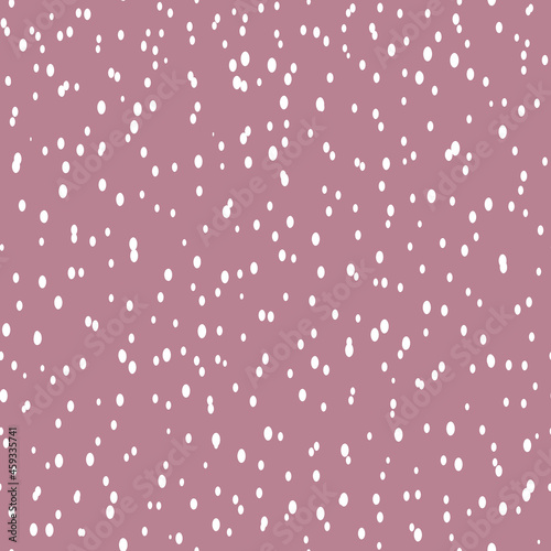 Abstract hand drown polka dots background. Pink dotted seamless pattern with white circles. Template design for invitation, poster, card, flyer, textile, fabric
