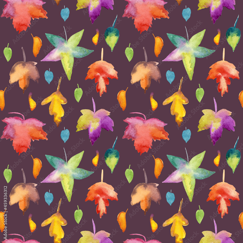 large autumn pattern of watercolor leaves large autumn pattern of watercolor leaves