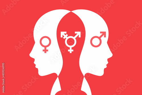 transgender man. choosing your gender yourself. psychological disorder. flat vector illustration